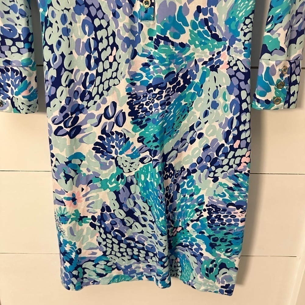 LILLY PULITZER Ansley oasis wave dress woman turquoise 50+ colorful designer XXS - Picture 9 of 13